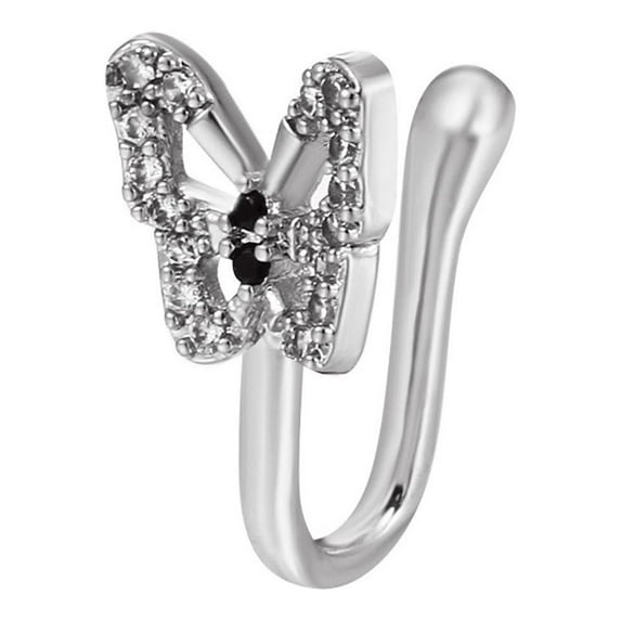 Kiplyki Clearance Wholesale U Shaped Fake Nose Ring Diamond Studded Butterfly Nose Nail No Hole Nose Clip Piercing Jewelry