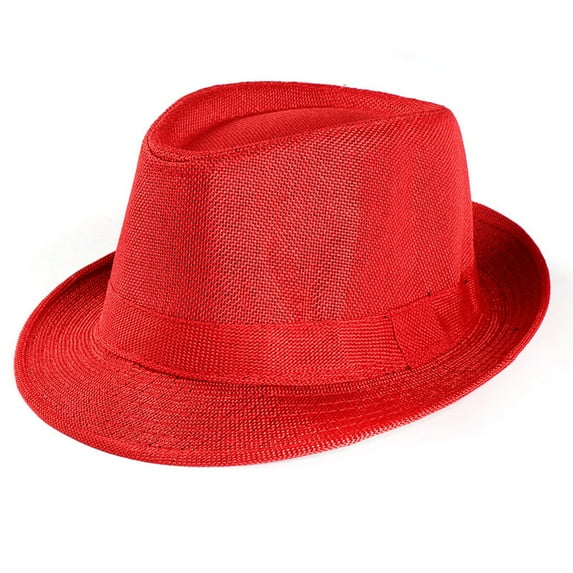 Kiplyki Unisex Trilby Gangster Cap Beach Sun Straw Hat Band Sunhat