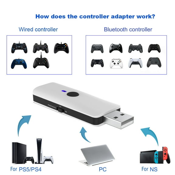 Kiplyki Wired and Wireless Bluetooth Controller Adapter for PS5/PS4/switch/PC/P3 Host