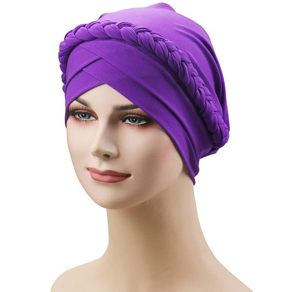 Kiplyki Women Braid Indian Hat Muslim Stretch Turban Hat Chemo Cap Head Scarf Wrap Hots