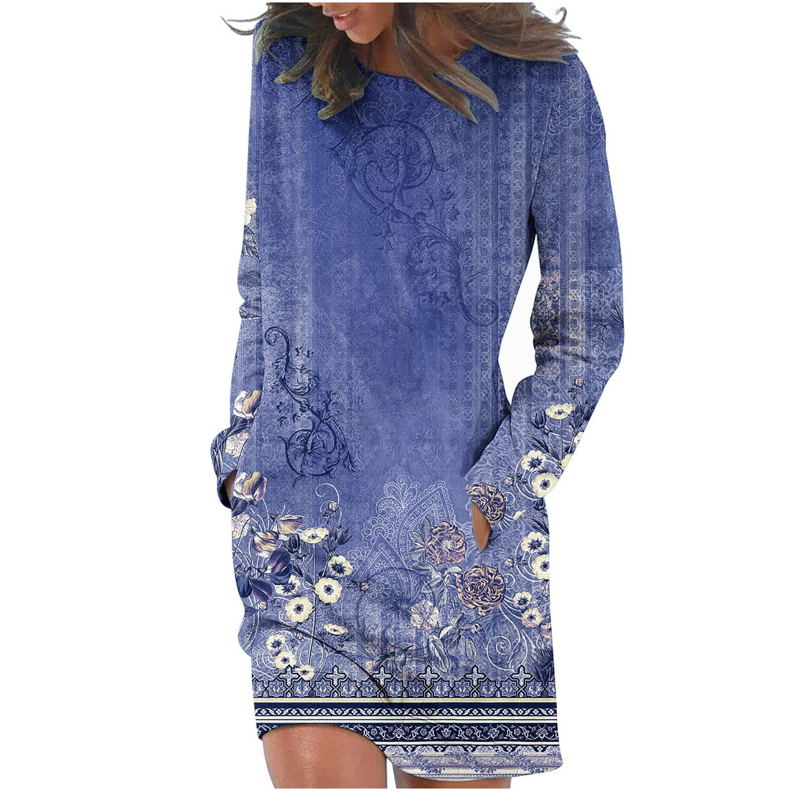 Women's Lace Long Sleeve Mini Dress - Button Up Empire Waist With Belt, A-Line Fall Winter Dress