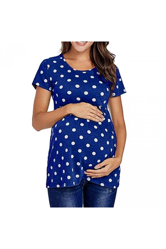 Women's O-Neck Printing Loose Fashion Short Sleeve Maternity Clothes Tops