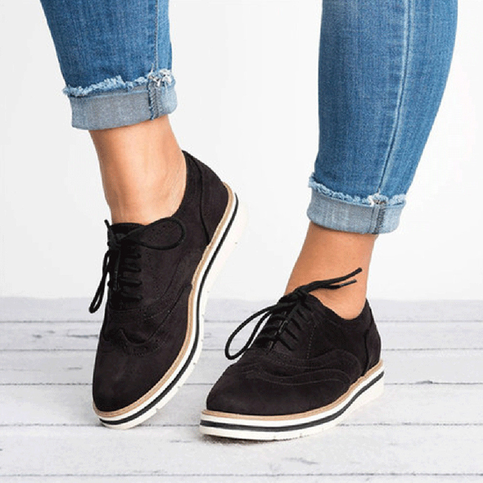 Kiplyki Wholesale Women s Vintage Solid Color Round Toe Up Flat Heel Shoes Walmart