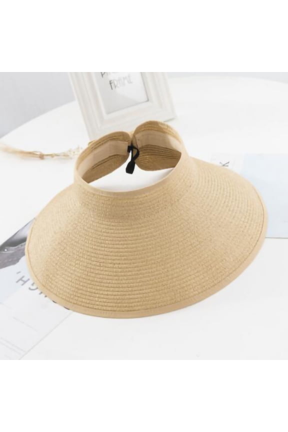 Kiplyki Women's Wide Roll-up Straw Sun Visor Hat Bowknot Hat Beach Outdoor Hat