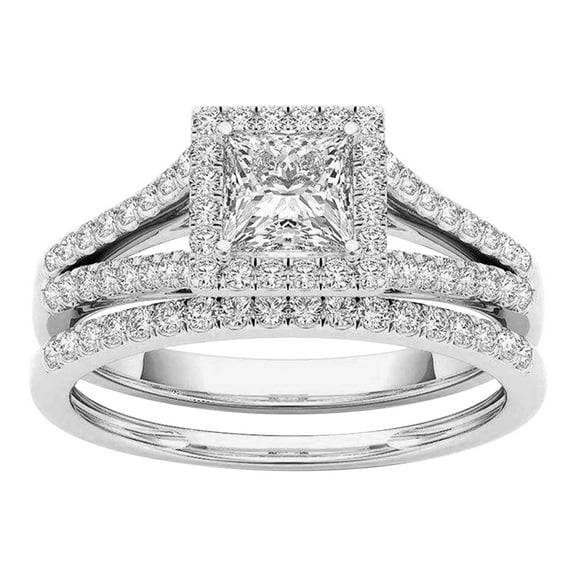 Kiplyki Womens Rings 2-in-1 Set Detachable Shiny Diamond Ring Set Engagement Wedding Rings Inlaid Zircon Ring