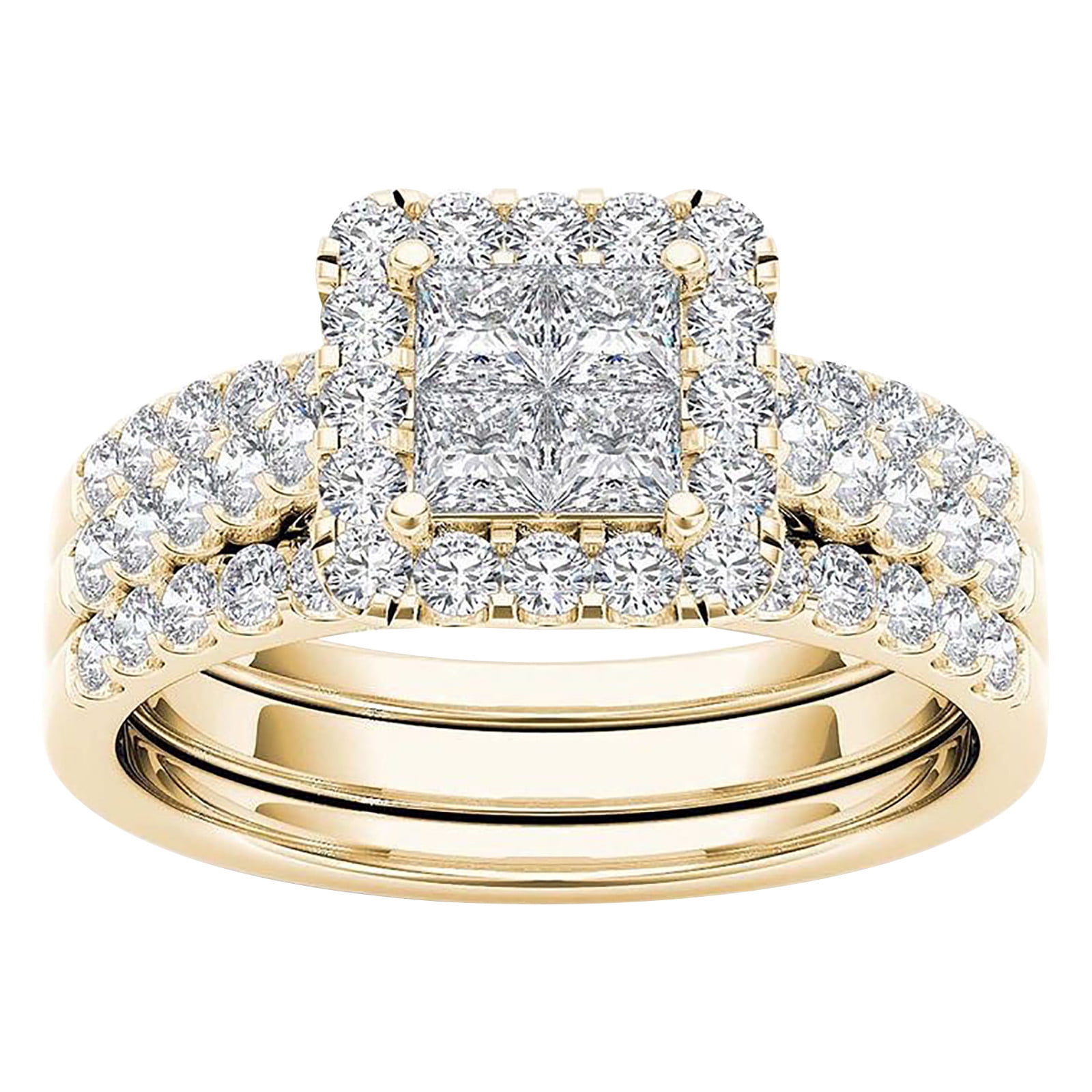 Kiplyki Wholesale Womens Rings 2 in 1 Set Detachable Shiny Diamond