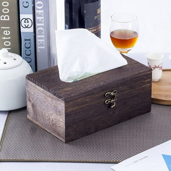 Kiplyki Wooden Tissue Box Toilet Paper Cover Case Napkin Holder Home Car Decor