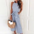thumbnail image 1 of Kiplyki Wide Leg Pants Women's Sleeveless Striped Printed Spaghetti Bandage Wide Leg Jumpsuit Rompers With Pocket, 1 of 7
