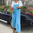 thumbnail image 1 of Kiplyki Wide Leg Pants Women's Solid Color Linen Loose Straight Suspender Belt Pants One-piece Pants One-piece Pants, 1 of 7
