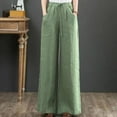 thumbnail image 1 of Kiplyki Wide Leg Pants Women's Spring and Solid Color Elastic Waist Linen Versatile Straight Tube Wide Leg Pants, 1 of 5