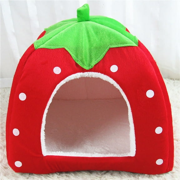 Kiplyki Winter Indoor Cat House Cat House Padded Cat House Folding Yurt Strawberry Tent