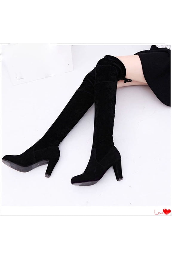 Kiplyki Winter Warm Women's Rivets Zipper Hoof Heels Riding Horse Mid Calf