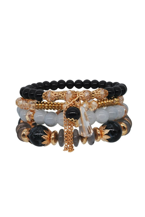 Women Bohemian hand string ocean style multi circle Pearl Crystal Bracelet