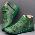thumbnail image 1 of Kiplyki Women Casual Flat Leather Lace-Up Boots Side Zipper Plus Shoe Boots, 1 of 5