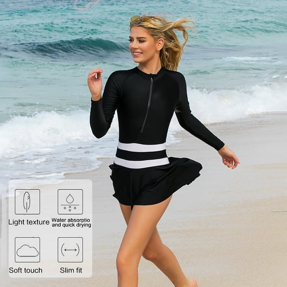 Kiplyki Women Cropped Rash Guard Sunscreen Surfing Snorkeling Diving Coverall Swimsuit