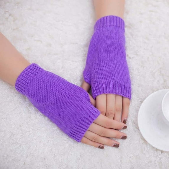 Kiplyki Women Girl Knitted Arm Fingerless Keep Warm Winter Gloves Soft Warm Mitten