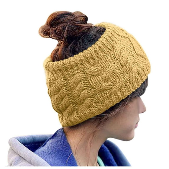 Kiplyki Women Twisted Woolen Headband Knitted Hat Ski Cap