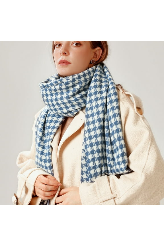 Women's Fall Scarf Winter Warm Soft Casual Tassel Houndstooth Printing Muffler