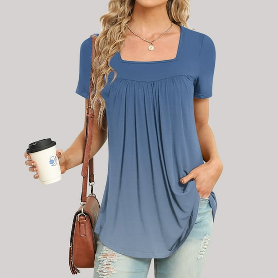 Kiplyki Women's Fall Trends Shirts Printed Casual V-Neck Short Sleeve Loose T-Shirt Blouse Tops