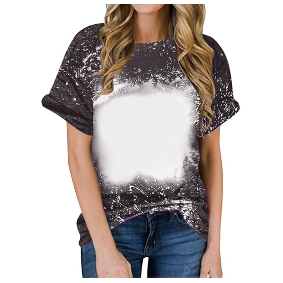 Kiplyki Women's Fall Trends Shirts Slim Loose Tiedye Crew Neck Short Sleeve T-Shirt
