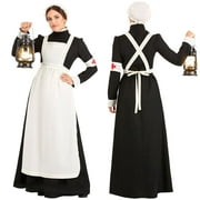 Kiplyki Women's New Arrivals Dress Halloween Cosplay Maid Show Costume Nurse Role Play Long Dress