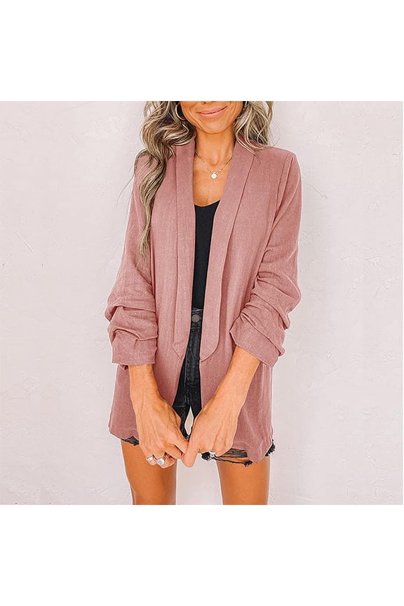 Womens Fall Cardigan Solid Ladies Suit Turn-down Collar Coat