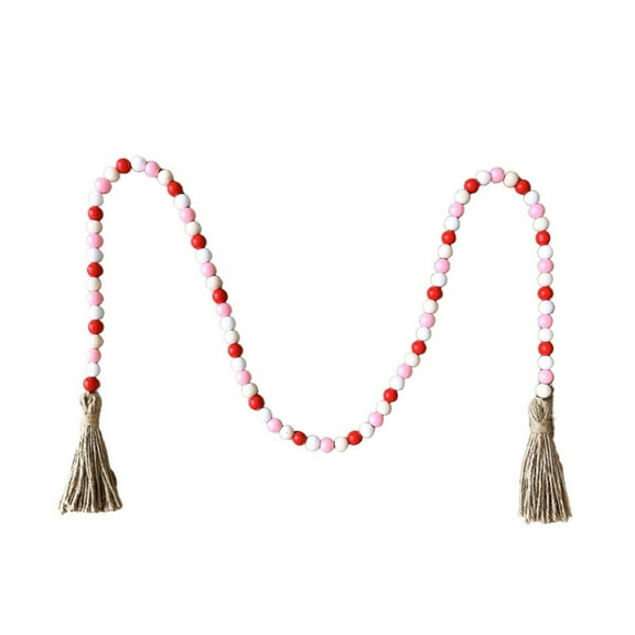 Kiplyki Wooden Beads Bulk Heart Wooden Beads Valentine's Day Craft Supplies Wooden Beads Tassel For Making Garlands Valentine's Day