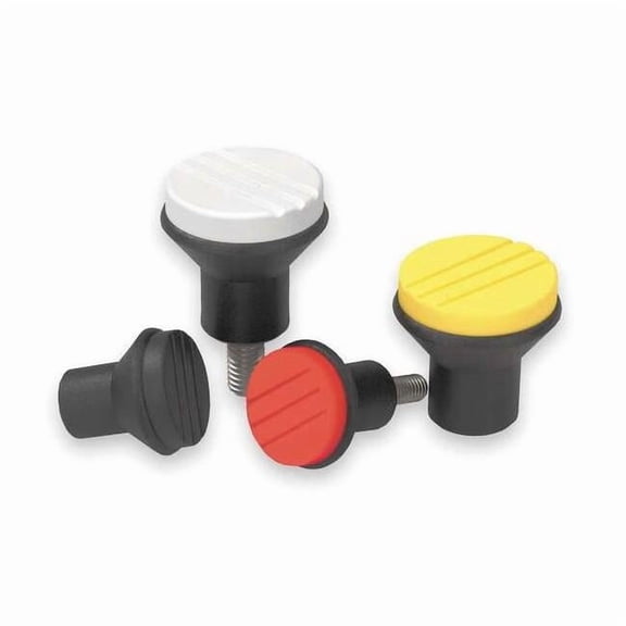Mushroom Knob, Thermoplastic, Size: 2, D= M06, D1= 25, Comp: Steel, Cap: Black
