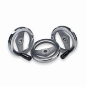 2-Spoke Handwheel, Aluminum, Diameter D1= 125 mm, Bore Dia. D2= 0.5, Revolving Grip, Thermoset