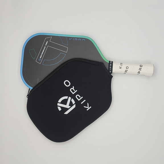 Kipro Hyperion Carbon Friction Surface 16mm Pickleball Paddle with Racket Cover, Elongated Handle, Black