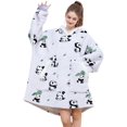thumbnail image 1 of Kipswiaza Panda Print Wearable Blanket Hoodie - Oversized Sherpa Fleece Hooded Blankets Sweatshirt, Cozy Gift for Women, Men, Teens (Light Grey), 1 of 7