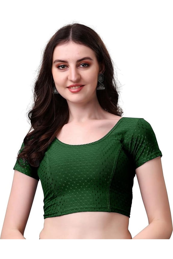 Women's Round Neck Short Sleeve Blouse 28 Green