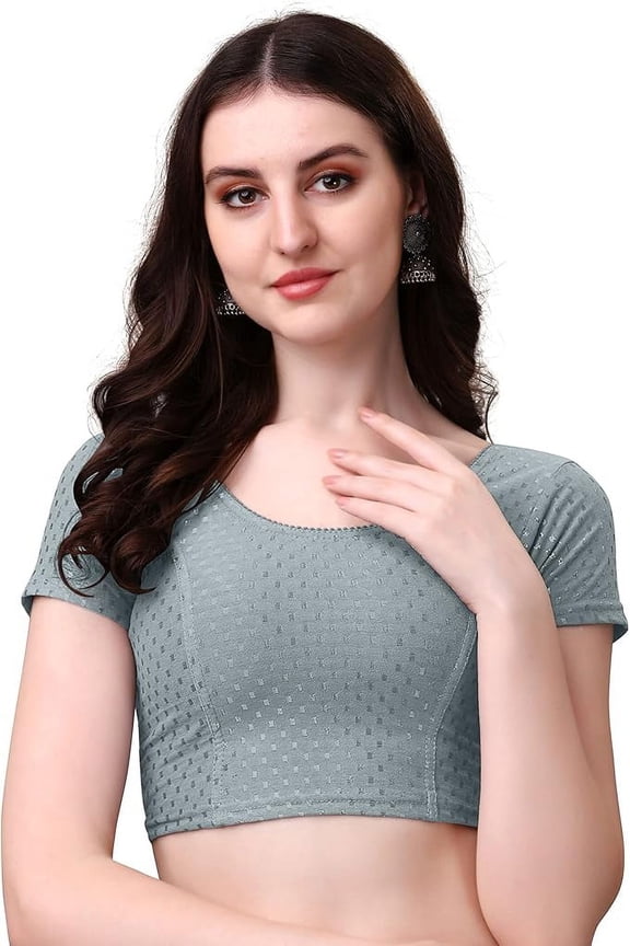 Women's Round Neck Short Sleeve Blouse 28 Grey