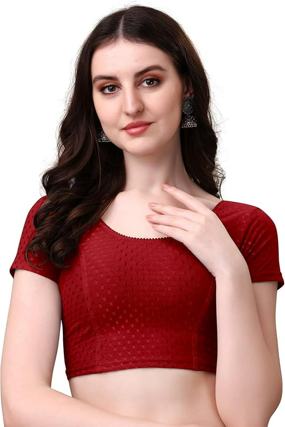 Women's Round Neck Short Sleeve Blouse 28 Maroon