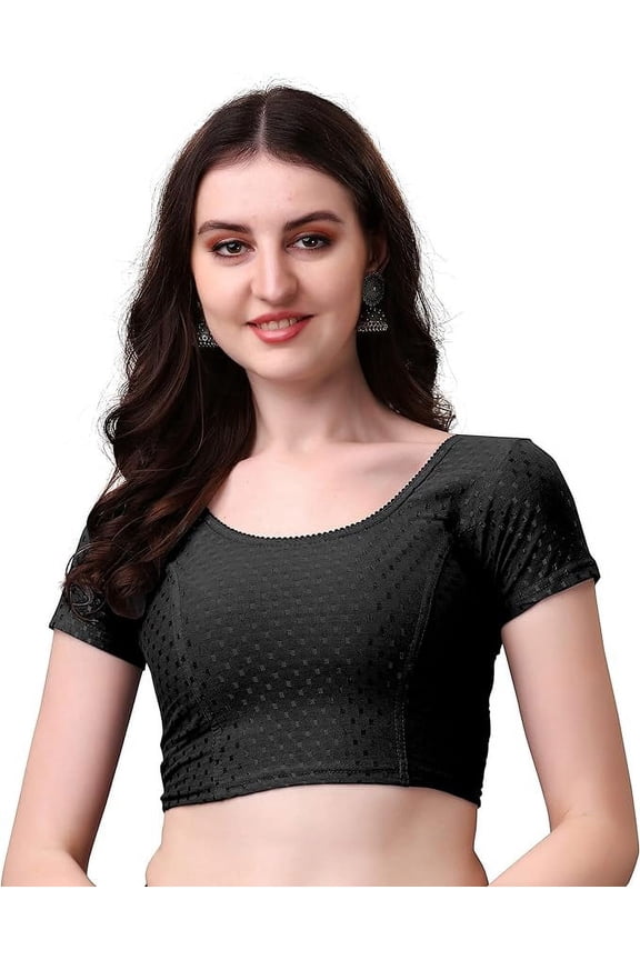 Women's Round Neck Short Sleeve Blouse 30 Black