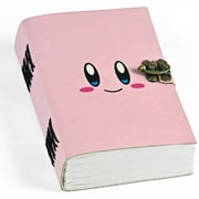 Kir-by Leather Journal – Cute Handmade Leather Notebook for Women & Men, 200 Pages – Pink Journal Kawaii Anime Gift (7x5 inch)