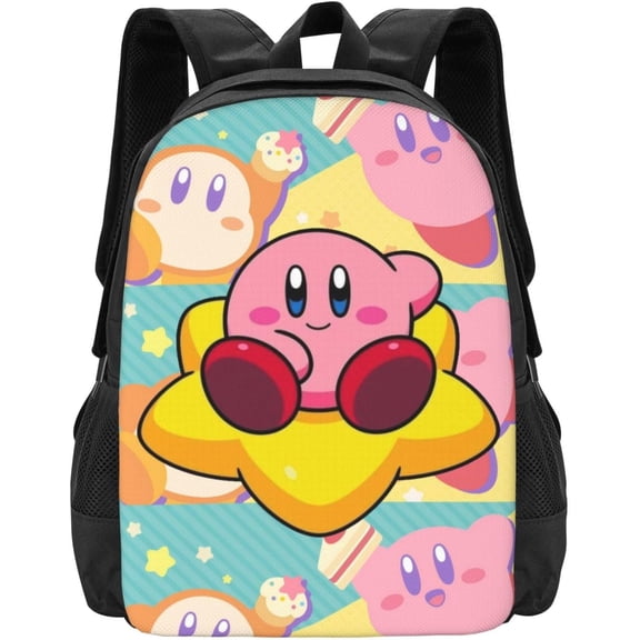 KirBy Backpack Cute Cartoon Kawaii Game Backpack Casual Daypack Travel Backpack Lightweight Laptop Travel Backpack For Adults Work Camping Backpack Set Laptop Backpack,Style-34