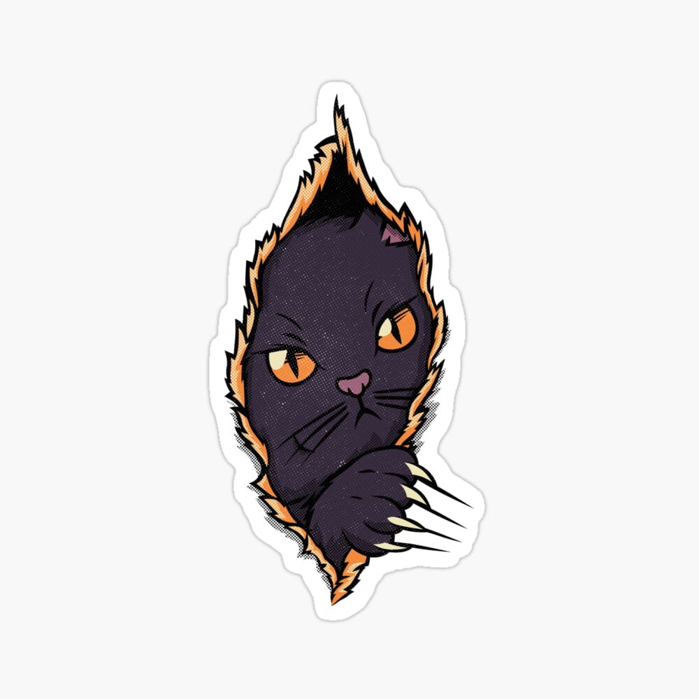 Kira .2664 Sticker - Black Cat Inside Halloween - Hot Trending Vinyl ...
