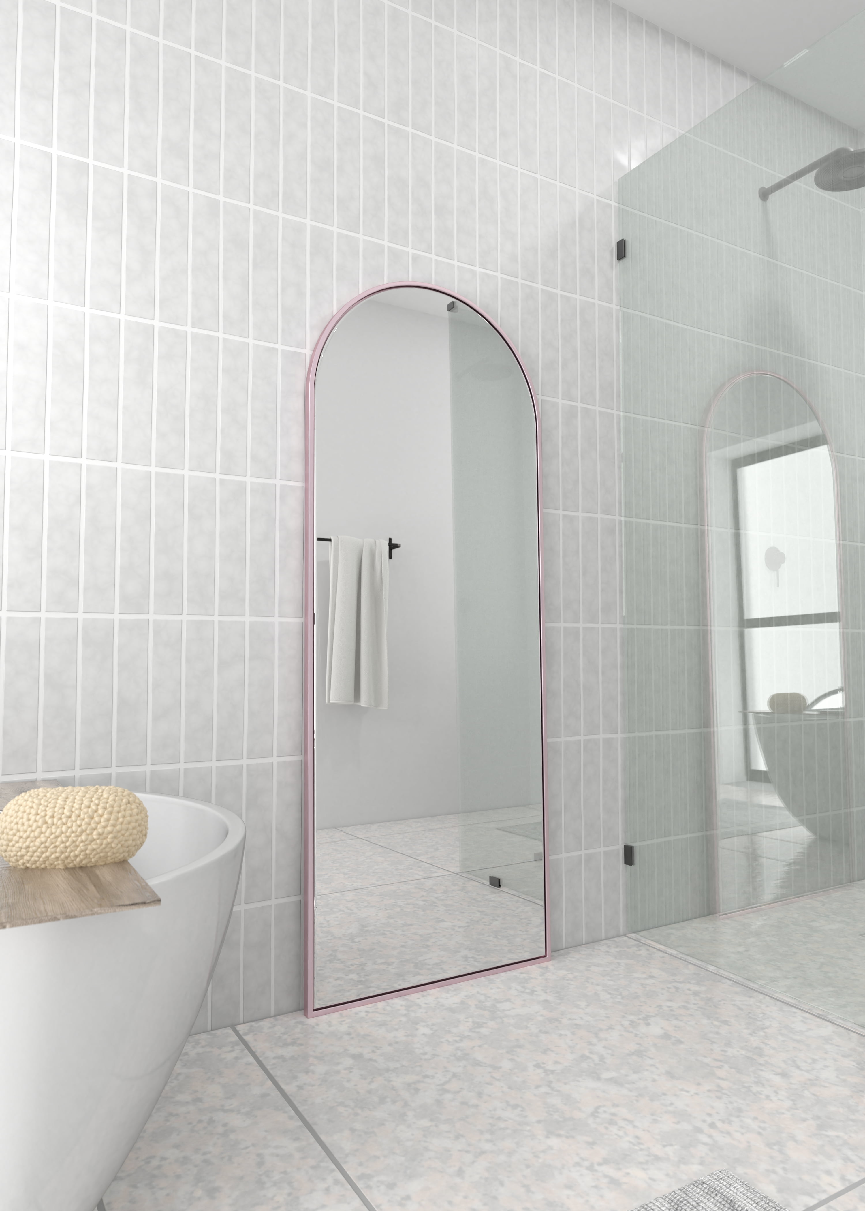 67" x 24" Pink Stainless Steel Framed Full Length Mirror