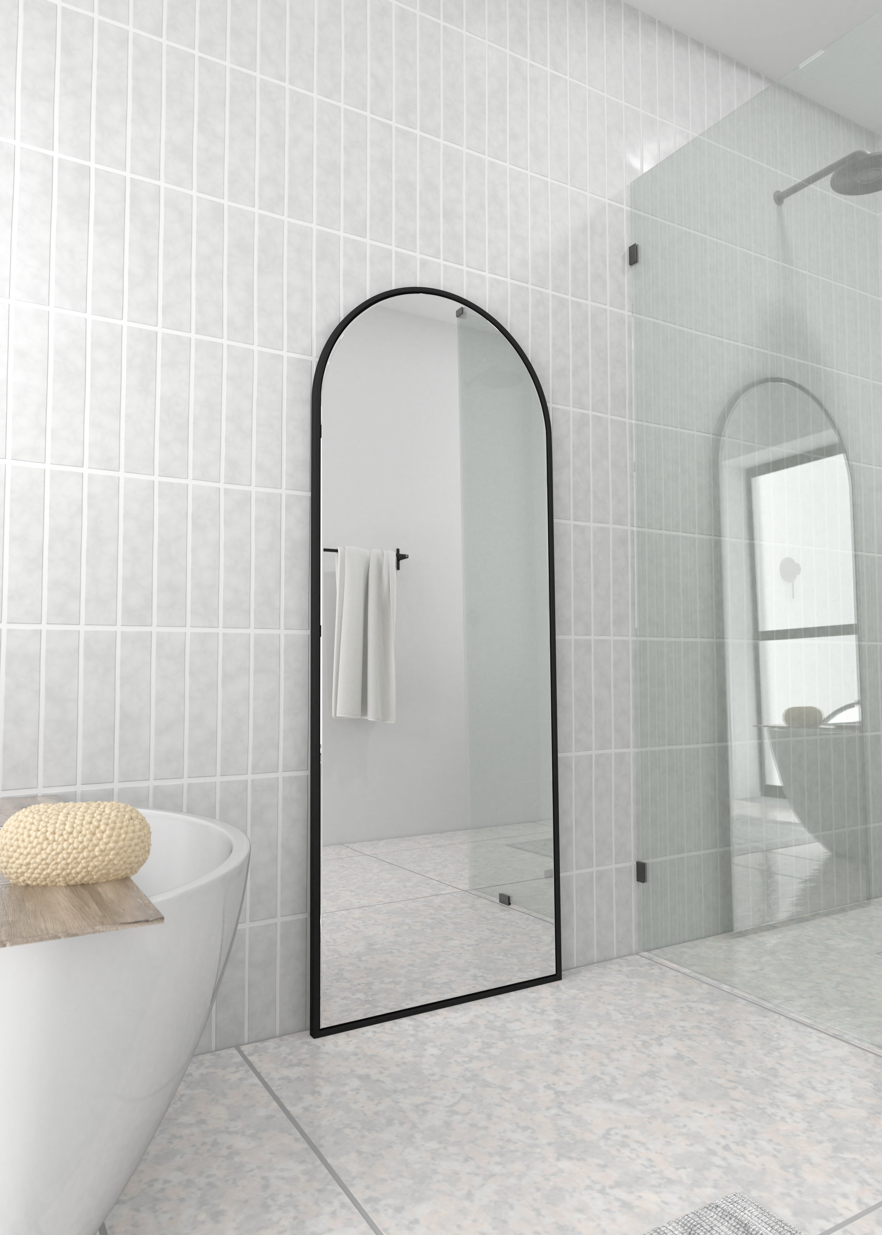 Kira 67" Black Metal Framed Full Length Arch Mirror