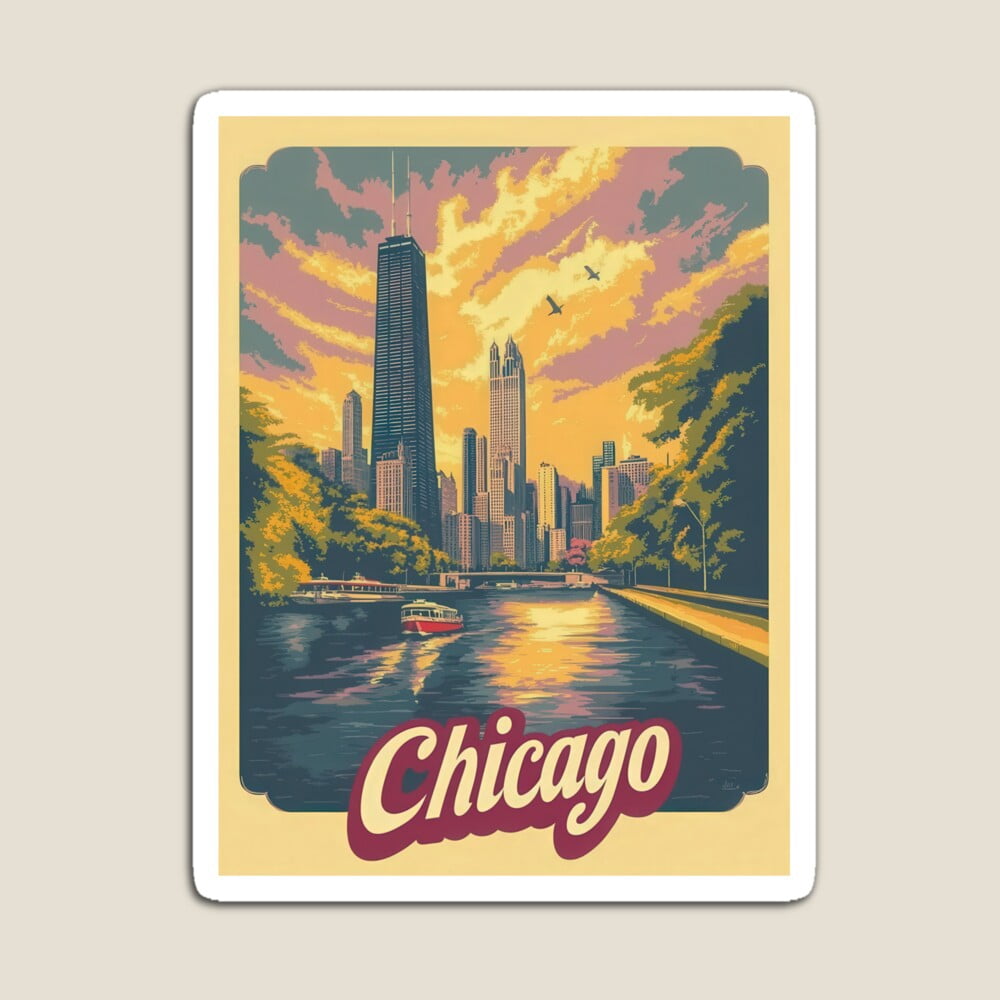 Kira - This Artwork Highlights The Iconic Chicago Skyline Bathed In ...