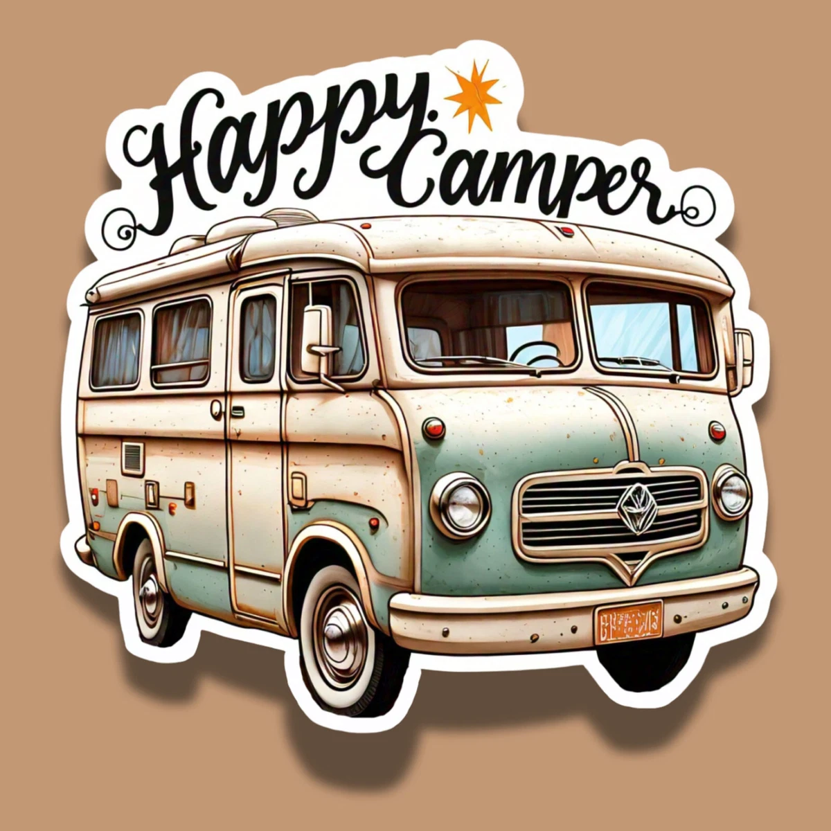 Kira Happy Camper Camping Vintage Retro Camper Vinyl Sticker Waterproof ...