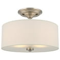 thumbnail image 1 of Kira Home Addison 13" 2-Light Semi-Flush Mount Ceiling Light Fixture with Off-White Fabric Drum Shade, Brushed Nickel, 1 of 10