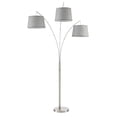 thumbnail image 1 of Kira Home Akira 79" Modern 3-Light Arc Floor Lamp with 3-Way Switch, Gray Burlap Shades + Brushed Nickel Finish, 1 of 8