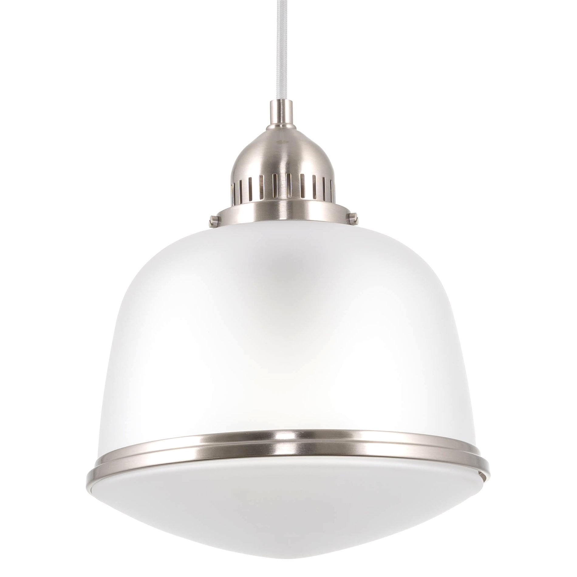 Alina 12" Frosted Glass Schoolhouse Pendant Light in Brushed Nickel