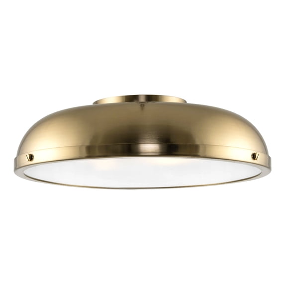 Kira Home Alston 14" Mid Century Gold, Frosted Glass Diffuser, Low Profile Dome Gold Ceiling Light, Cool Brass