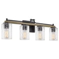thumbnail image 1 of Kira Home Ashton 28" 4-Light Farmhouse Vanity / Bathroom Light + Hammered Glass Shades, Smoked Birch Finish, 1 of 7