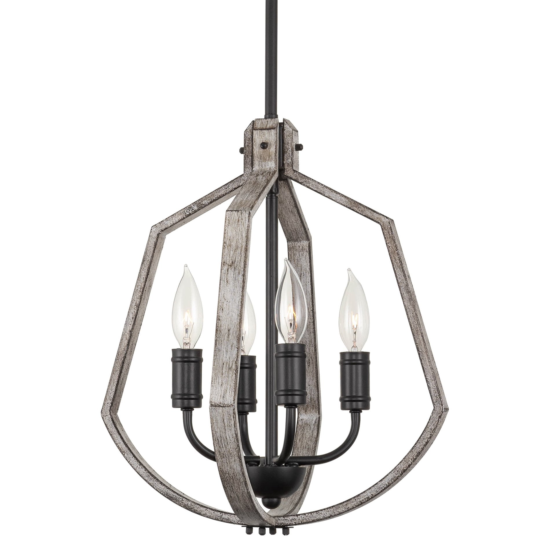 Augusta 17" Black and Light Cedar Wood Farmhouse Pendant Light