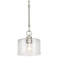 thumbnail image 1 of Kira Home Avalon 17" Modern Pendant Light + Seeded Glass Shade, Adjustable Height, Brushed Nickel Finish, 1 of 8