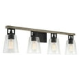 thumbnail image 1 of Kira Home Barrett 33" 4-Light Farmhouse / Bathroom Light + Funnel Glass Shades, Reclaimed Oak wood + Textured Black, 1 of 7
